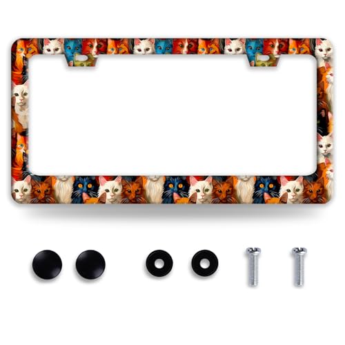 Cat License Plate Frame Funny Pet Animal License Plate Frames for Car Decorative Parts Stainless Stee License Plate for Standard Us Canada License Plate Holder 12x6 Inch for Women Men - color: Cat