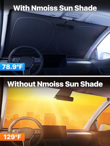 2026 Upgraded Nmoiss Car Windshield Sun Shade [Dot Matrix Reflective Coating] Extended Edge No Light Leakage Design Cooling Protect Car Interior from UV Damage Medium - size: Medium