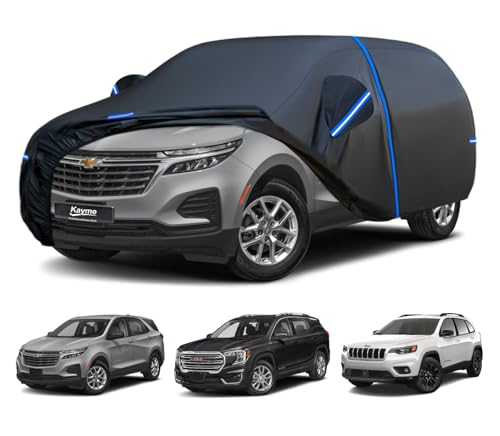 Kayme SUV Car Cover Custom Fit for Chevy Chevrolet Equinox, Jeep Cherokee, GMC Terrain, Windproof Upgraded & 100% Waterproof All-Weather Full Exterior Cover Snow Protector with Door Zipper and Towel. - size: Fit for Chevy Equinox,GMC Terrain,Jeep Cherokee