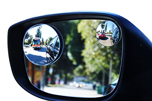 Blind Spot Mirrors for Cars - by Safe View Company - Change Lanes w Confidence - Made from Real Convex Glass - Long Lasting - Easy Peel & Stick (Halo XL) - size: Halo XL