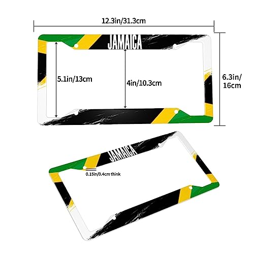 Jamaica License Plate Frame 2 Pack License Plate Holder Universal Aluminum License Plate Cover Car Accessories for Men Women - color: Jamaica
