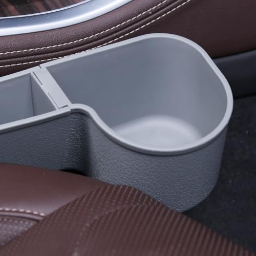 Car Seat Gap Filler, Multifunctional Seat Side Gap Filler with Cup Holder & Organizer, Gap Stopper Universal Fit Car SUV Truck Fill The Gap Between Seat & Console Set of 2 (Gray) - color: Gray