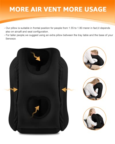 Sunany Travel Pillow, Inflatable Neck Pillow Used for Airplanes/Cars/Buses/Trains/Office Napping with Eye Mask/Earplugs (Balck) - color: Black