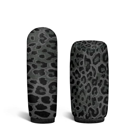 Jeiento Black Leopard Pattern Car Interior Accessiores for Men Women - Auto Gear Shift Knob Cover + Handbrake Cover Set Non-Slip Soft Fit Most Cars Sedan SUV Van Truck, - color: black leopard