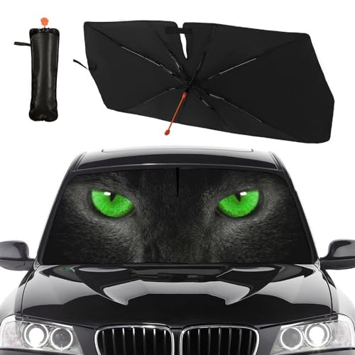 Socira Cat Eye Car Windshield Sunshade Umbrella Foldable Umbrella Sun Shade Cover Sunshade Front Window Cover Car Accessories Interior Blocks Uv Rays Keeps Cool (57" X 30") - color: Color-EYE9, size: 57X31 Inch