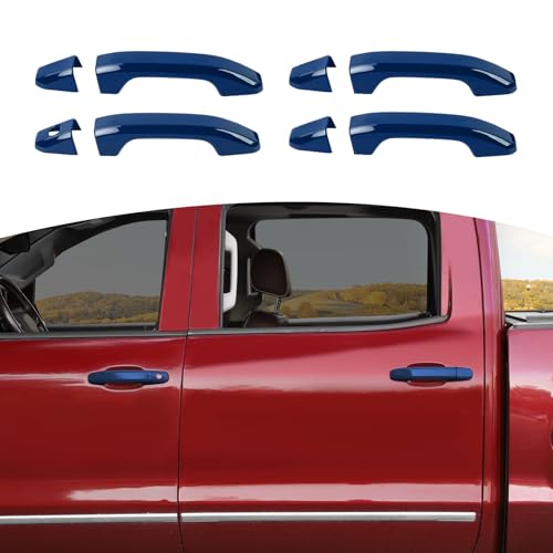 for Silverado Door Handle Cover Trim for Chevy Silverado/Tahoe for GMC Sierra/Yukon 2014-2018 Blue Exterior Accessories 4pcs - color: Blue