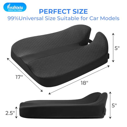 anzhixiu Elevated Car Seat Cushion for Improved View – Reduces Lower Back Pressure & Supports Spine – Ideal for Long Trips – Black Truck Seat Cushion