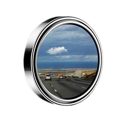 2pc 3” Adjustable large Round Stick-on Convex Spot Mirror, big HD Glass Convex Rear View Mirror,Strong Adhesive Blind Spot Mirror for Car, Van, SUV and Trucks (3"(75mm), Silver frame)