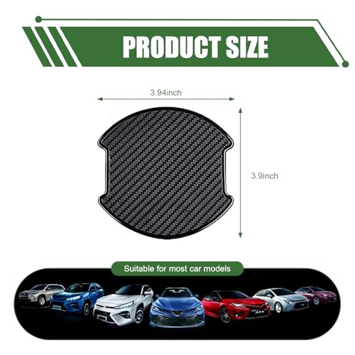 4PCS Car Door Handle Scratch Protector, 3D Fashion Carbon Fiber Auto Door Bowl Sticker, Vehicle Handle Paint Protective Film Cover Accessories, Universal for Most Vehicles (Black)