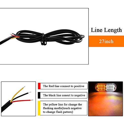 12-24V 20-LED Super Bright Emergency Strobe Warning Caution Hazard Construction Waterproof Flashing Strobe LED Light Bar Surface Mount for Car Truck SUV Van (Amber White) - color: Amber&White