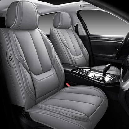 MINGBRON Front Car Seat Covers, Leather Car Seat Covers, Fit for Most Cars SUV and Most Sedan Grey - color: Grey 3, size: 2 Seat Covers (Front Only)