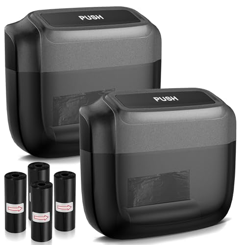 2 Packs Car Trash Can with Lid，Built-in Storage Garbage Bag，Leakproof Vehicle Trash，Car Accessories for Interior,Mini Garbage Bin for Automotive, Office, Kitchen,Bedroom，with 60pcs Trash Bags - color: Black, size: 2.4 L