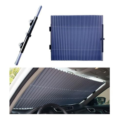 Ohleats Retractable Windshield Sun Shade, 25.6"×60" Sunshade Protector Blocks 99% UV Rays to Keep Your Car Cool, Front Windshield Sunshade Cover for Most Vehicles, Car Accessories (25.6"×60") - color: 25.6"×60"