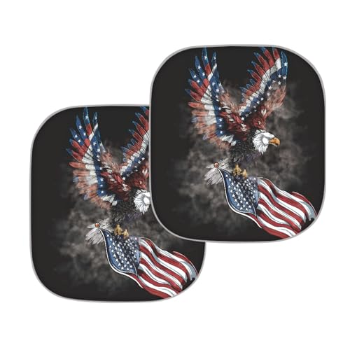 AFPANQZ Car Windshield Sun Shades Foldable Storage Sunshades UV Protection Folding Sun Blocks Universal Fit for Auto Car Vans Truck American Flag with Eagle Car Deocr Sunshade - color: American Flag with Elgle
