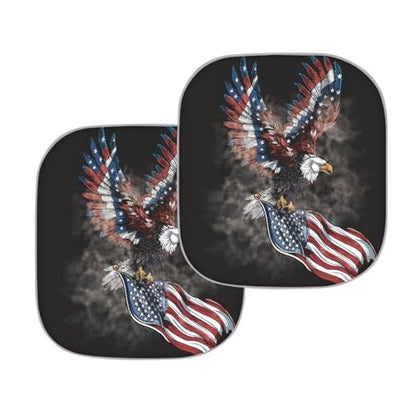 AFPANQZ Car Windshield Sun Shades Foldable Storage Sunshades UV Protection Folding Sun Blocks Universal Fit for Auto Car Vans Truck American Flag with Eagle Car Deocr Sunshade - color: American Flag with Elgle