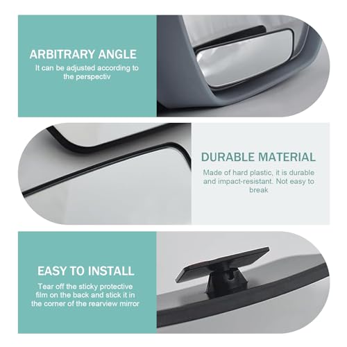 2 PCS Blind Spot Mirror, Rectangular Framed Curved Wide-angle Rearview Mirror, HD Anti-glare Parking Accessory with Adjustable Bracket, Truck Accessories for Men (Black)