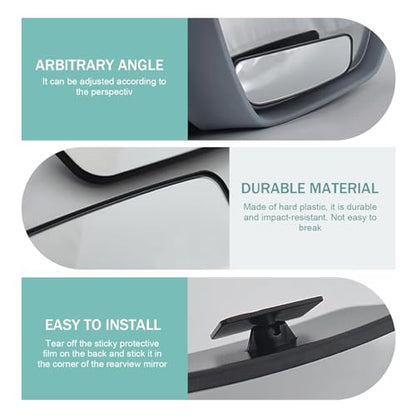 2 PCS Blind Spot Mirror, Rectangular Framed Curved Wide-angle Rearview Mirror, HD Anti-glare Parking Accessory with Adjustable Bracket, Truck Accessories for Men (Black)