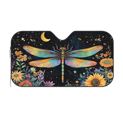 Floral Dragonfly Car Sun Shade Windshield Sunshade Foldable Front Window Shield Cover for Truck SUV - color: Blue9