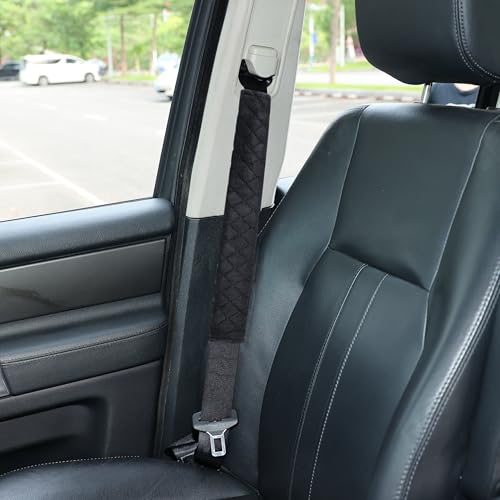Amooca Soft Automotive Seat Belt Cover Seatbelt Shoulder Pad Neck Protector Cushions Universal Fit SUV Trucks Backpack Black Extra Long 15.7in - color: Black, size: 15.7in-1pc