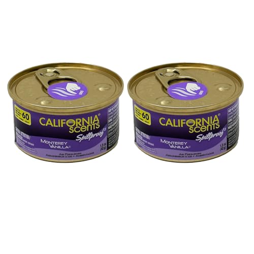 California Scents Spillproof Organic Air Fresheners, 1.5 Ounce Can, (2 Packs, Monterey Vanilla)