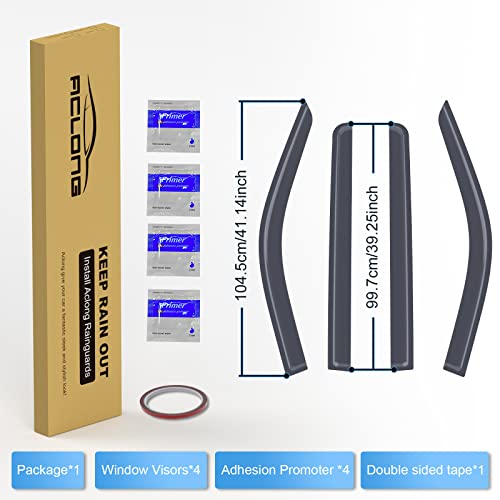 Smoke Rain Guards Fit for Toyota Tundra CrewMax 2022 2023 Tape-On Side Shatterproof Window Visor, Window Deflectors, Vent Deflectors, 4-Piece Set - size: Fit for Toyota Tundra 2022-2023 Tape On