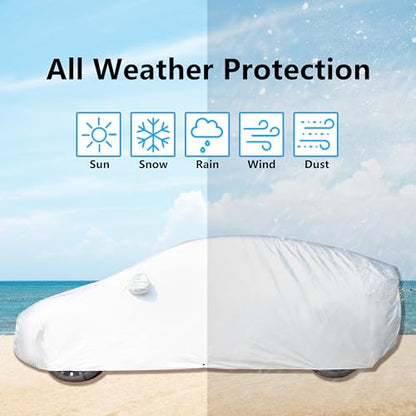 Car Cover Fit for 191-200 inches Length Sedan Waterproof All Weather Outdoor Full Cover Rain Sun UV Protection Driver Side Door Zipper Dirtproof, Scratch Resistant, Breathable, Dustproof - size: 3XXL: Fit 191-200 inches Sedan