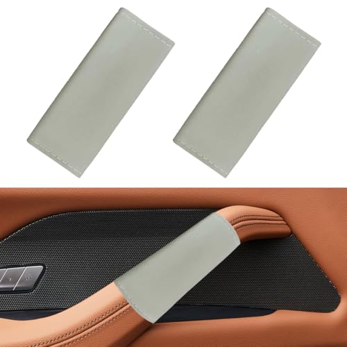YoRise 2PCS Car Grab Handle Cover, PU Leather Inner Door Pull Handle Gloves, Anti-Scratch Front Rear Door Grip Protector, Universal Auto Interior Decoration Accessories for Car Truck SUV (Gray) - color: Gray