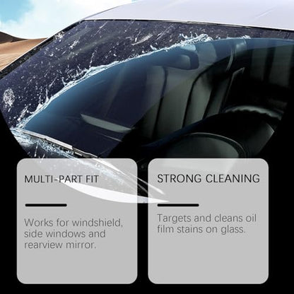 Windshield Cleaner – 2-Pack Car Glass Oil Film Cleaning Kit with Scrubber Pads, Microfiber Towels & Cleaning Liquid for Clear, Streak-Free Driving