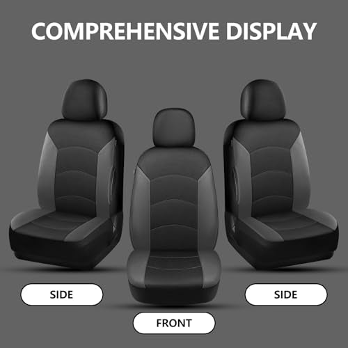 HChengkikz Car Seat Covers Front Seat, Waterproof Neoprene Car Seat Covers, Airbag Compatible, All Season Protection Universal Fit Most Cars, Trucks, SUVs (Black + Darkgray) - color: Black Darkgray, size: Two Front