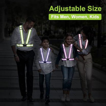 Reflective Vest Running Gear, 2Pack High Visible Safety VES for Cycling Jogging Running Walking, Adjustable for Men Women Kids - color: Green+Orange