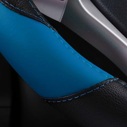 Leather Car Steering Wheel Cover, Non-Slip Car Wheel Cover Protector Breathable Microfiber Leather Universal Fit for Most Cars (Blue-2) - color: Blue-2