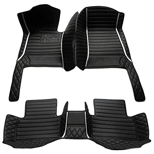 Custom Making Car Floor Mats for 95% Sedan SUV Sports Car Full Coverage Cute Men Women Pads Protection Non-Slip Leather Floor Liners (Black White Strips) - color: Black White strips