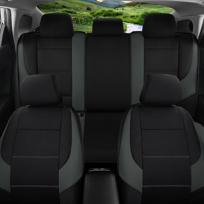 GIANT PANDA Neoprene Full Set Car Seat Covers, Leak-Proof & Waterproof Front&Rear/Back Car Seat Protector Fit 95% Cars Sedans SUV（Grey/Gary+Black） - color: Grey&Black, size: Full Set