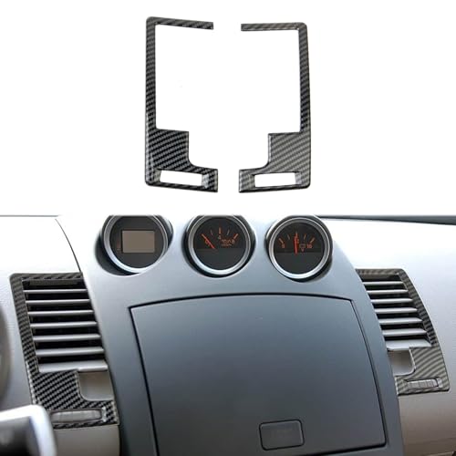 Carbon Fiber Style Center Console Dashboard Air Outlet AC Vent Cover Trim Accessories for Nissan 350Z