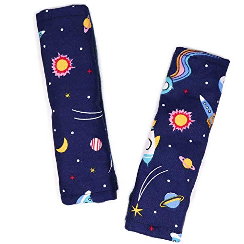 DILIMI Space Carseat Belt Cover for Baby Soft Comfort Seat Belt Cushion for Kids Cute Cartoon Pattern Car Seat Belt Pads Cover (2 Packs) - color: Space