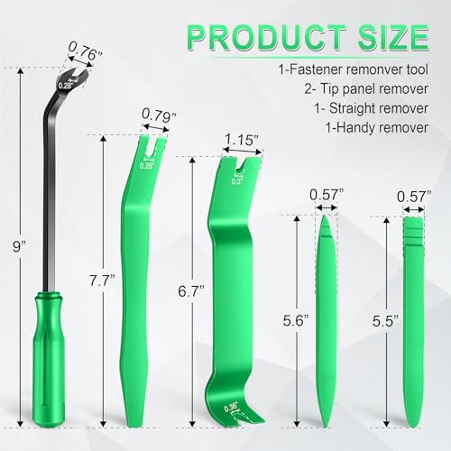 LivTee 5 pcs Auto Trim Removal Tool Kit, No Scratch Plastic Pry Tool Kit - Interior Door Panel Clip Fastener Removal Set for Vehicle Dash Radio Audio Installer (Green) - color: Green