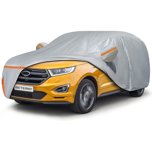Car Cover for 2007-2026 Ford Edge, Waterproof Custom-fit Sun Rain Dust Snow All Weather Protection Windproof Outdoor Edge Full Car Cover with Cotton Lining and Door Zipper-Grey - size: Edge Cover