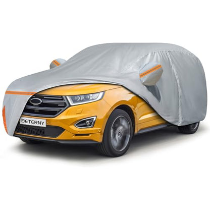 Car Cover for 2007-2026 Ford Edge, Waterproof Custom-fit Sun Rain Dust Snow All Weather Protection Windproof Outdoor Edge Full Car Cover with Cotton Lining and Door Zipper-Grey - size: Edge Cover