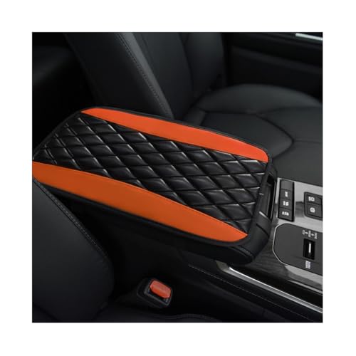 KVAEY Car Center Console Cushion Pad, 12.6 × 7.48 Inches Waterproof Car Armrest Seat Box Cover, PU Leather Armrest Cover Protector for Most Vehicle, Universal Car Interior Accessories (Orange) - color: Orange