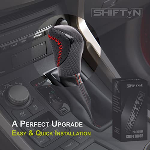 Gear Shift Knob Shifter for Lexus ES GS GX is NX RC RX 200t 300 350 3450h 450hL 350L (Red Stitch/Carbon Fiber Pattern) - color: Red Stitch / Carbon Fiber Pattern