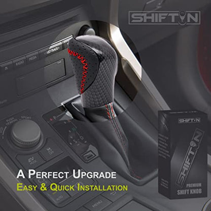 Gear Shift Knob Shifter for Lexus ES GS GX is NX RC RX 200t 300 350 3450h 450hL 350L (Red Stitch/Carbon Fiber Pattern) - color: Red Stitch / Carbon Fiber Pattern