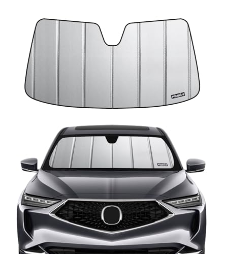 Pigenius Windshield Sunshade for Acura MDX 2022-2026, Premium Grey Leather Finish - color: SafeGuard, size: 2022-2025 MDX