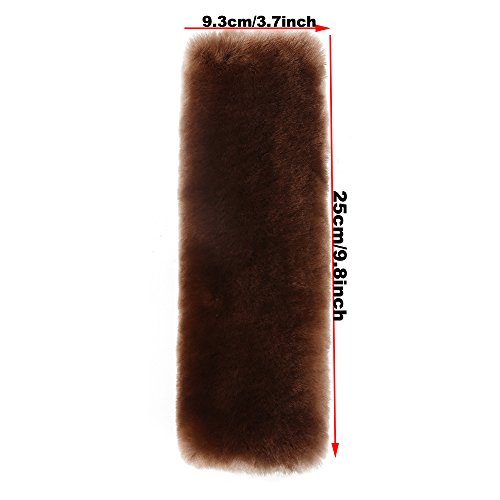 U&M 2 Pack Genuine Sheepskin Auto Seat Belt Cover for Adult Youth Kid Toddlers -Soft Warm Car, Truck, SUV, Camera Backpack Strap Shoulder Pad Wool Fluffy - color: coffee