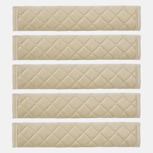 5PCS Extra Long Car Seat Belt Cover Pads, Soft Breathable Auto Seat Shoulder Strap Pad for Protecting Neck, Vehicle Interior Seatbelt Protector Accessories for Most Cars (Beige) - color: Beige