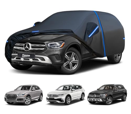 Kayme SUV Car Cover Custom Fit for Mercedes Benz GLC 300 350e, Volkswagen Tiguan Allspace, Audi Q5 SQ5, Windproof Upgraded & 100% Waterproof. All-Weather Full Exterior Cover Rain Sun Snow Protector. - size: Fit for Mercedes Benz GLC,VW Tiguan,Audi Q5