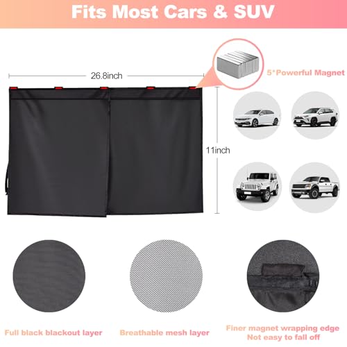 Magnetic Car Window Shades for Baby - Dual-Layer Sun Protection Car Curtains for Rear Side Windows - 2 in 1 Side Window Sun Shade with Enhanced UV Block and Privacy Protection, Fits Most Cars