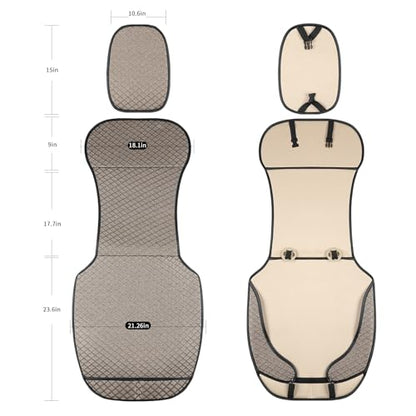 Breathable Car Seat Cover,Luxury Front Seat Cover,Durable and Non Slip,Polyester Silk Material, Universal Car Seat Cushion,Suitable for All Seasons,Airbag Compatible (Beige，1PC) - color: Beige-Front-1pc