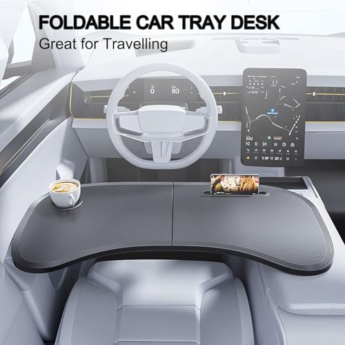 Foldable Car Tray for Tesla Model Y 3, Car Desk Steering Wheel Tray, Foldable Car Table Tray, Foldable Desk Food Tray for Eating and Traveling - size: 29.3" L X 15.4" W X 1" H