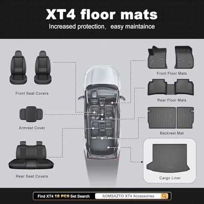 2025 XT4 Cargo Liner | Custom Fit Trunk Mat for 2019-2025 Cadillac XT4, All Weather Rear Cargo Mat 3D Waterproof Durable Odorless Trunk Liners for 2025 XT4 Cargo mat, Black - style: 1) for Cadillac XT4 Cargo Liner