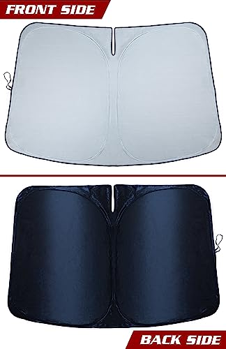 Magnelex Tesla Windshield Sun Shade (Model 3/Y), Reflective Polyester Blocks Heat & Sun, Foldable Car Window Sun Blocker, Mirror Cut-Out, Fade-Resistant Sunshade, Tesla 3 Accessories - size: MODEL 3/Y